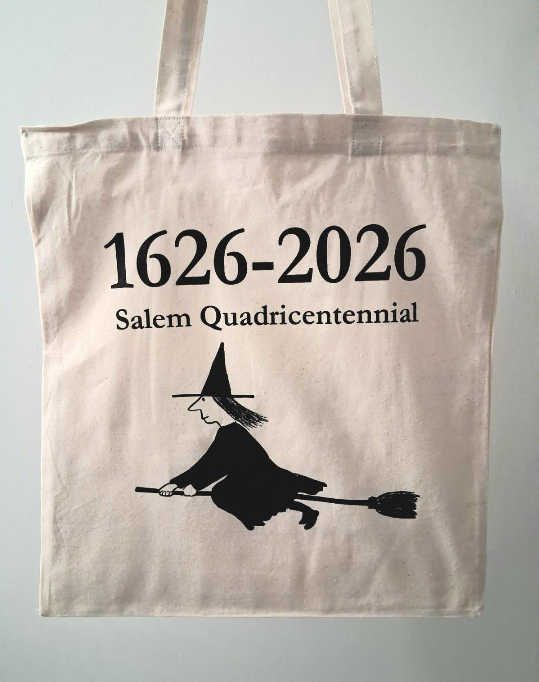 1626-2026 Salem Quadricentennial Cotton sheeting, natural tote bag.