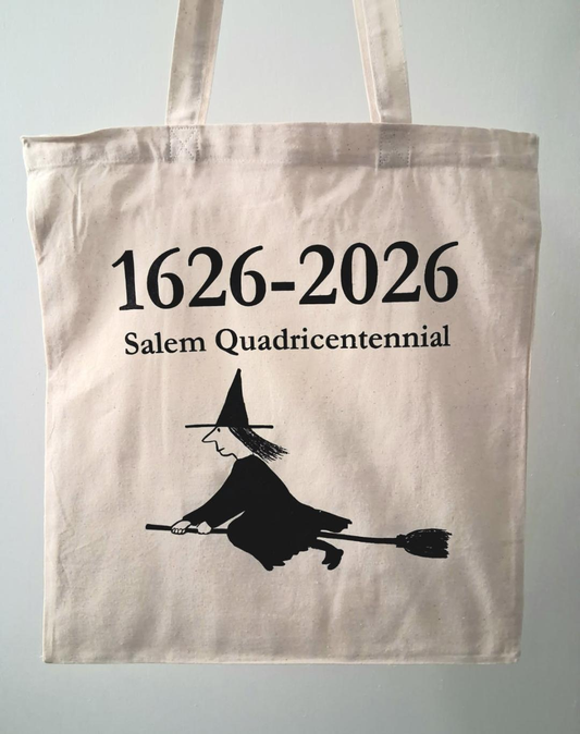 1626-2026 Salem Quadricentennial Cotton sheeting, natural tote bag.