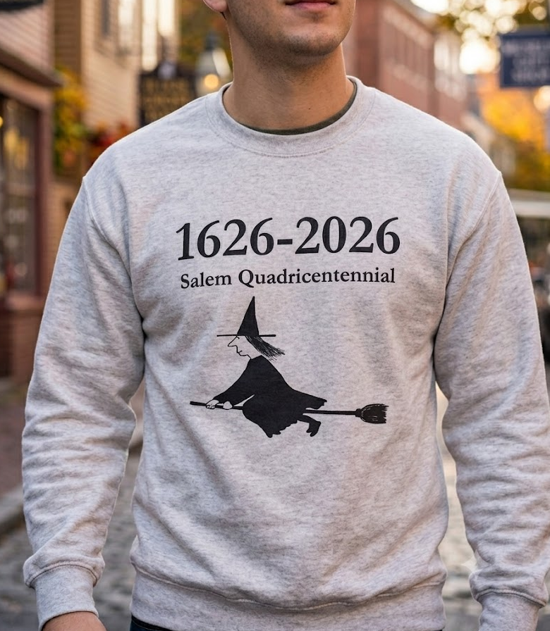 1626-2026 Salem Quadricentennial. Ash Gray, Heavy Blend, Gildan Sweatshirt.