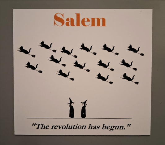 Salem "The revolution has begun." Die cut, waterproof, flexible, refrigerator magnet.