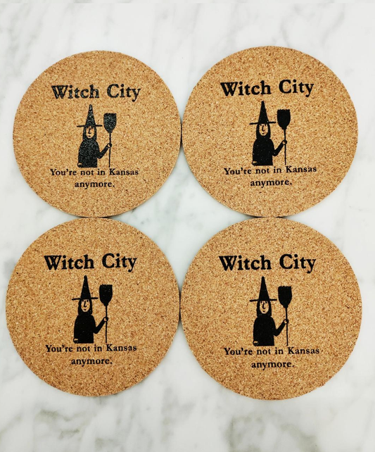 "You're not in Kansas anymore." Cork Coasters set of four.