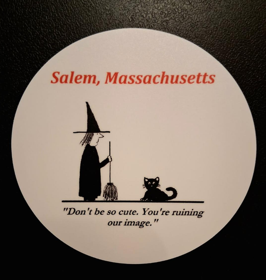 "Don't be so cute. You're ruining our image." Die cut vinyl sticker. 2 3/4" x 3"