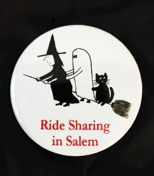 "Ridesharing in Salem." Pinback button.