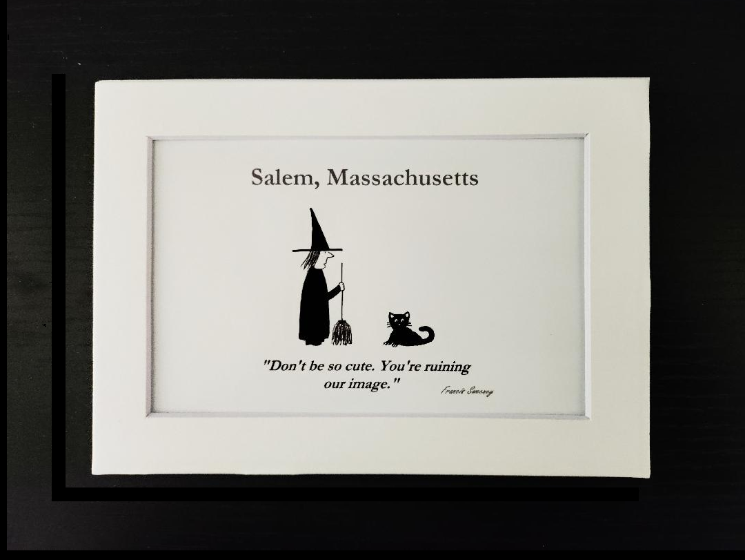 "Don't be so cute. You're ruining our image." 5x7 White, matted cartoon print.