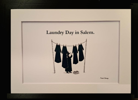Laundry Day in Salem. 5x7 White, matted print.