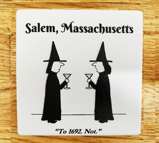 "To 1692. Not." White ceramic coaster with cork bottom.